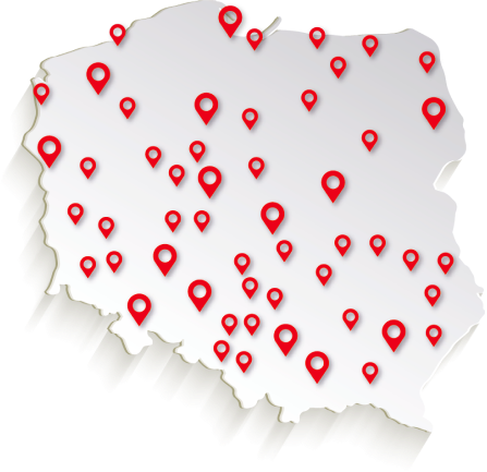 Mapa polski z pinezkami